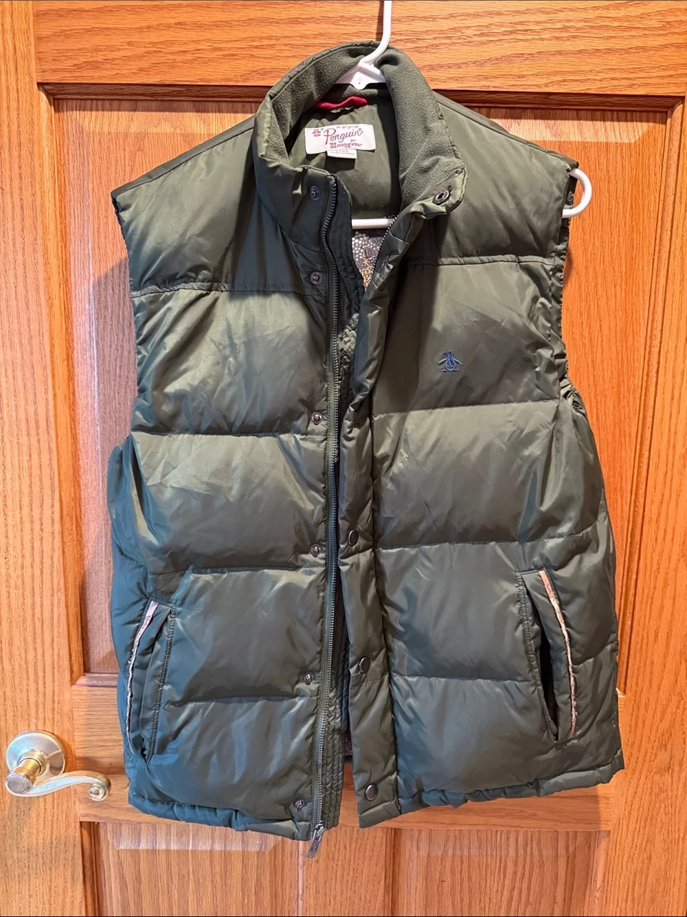 Penguin Mens Green Puffer Vest Sz Small